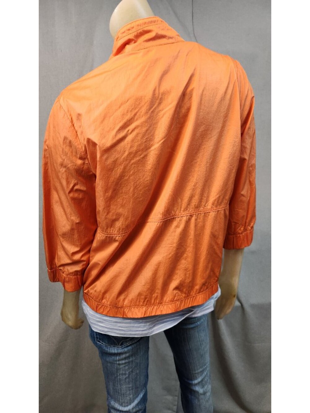Chicos Zenergy USED Chicos Size 1 SMALL Orange 3/4 Slv Snap Front Jacket Womens - Picture 3 of 5